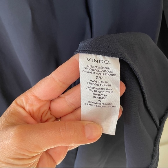 Vince Blue V Neck Long Sleeve Popover Tunic Dress - Picture 9 of 13